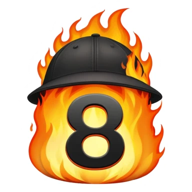 black cap on fire with number “9” on it sticker