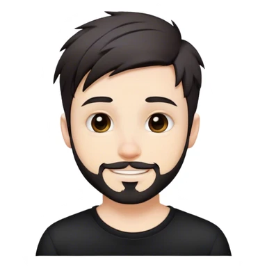 Cute white male, short dark colored hair and facial hair, nose and lip piercing, emo smiling sticker