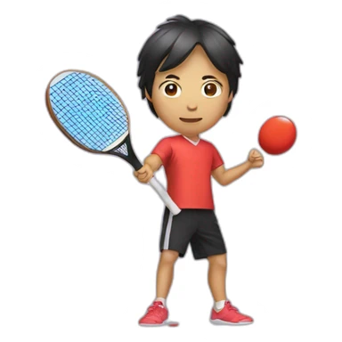 asian with ping-pong bat sticker