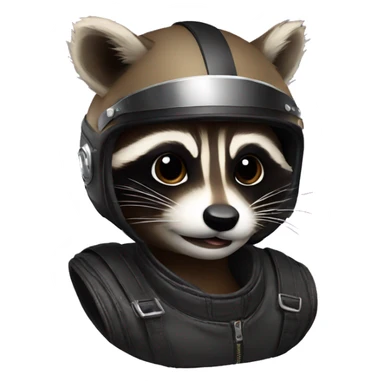 Raccoon with a motorcycle helmet sticker