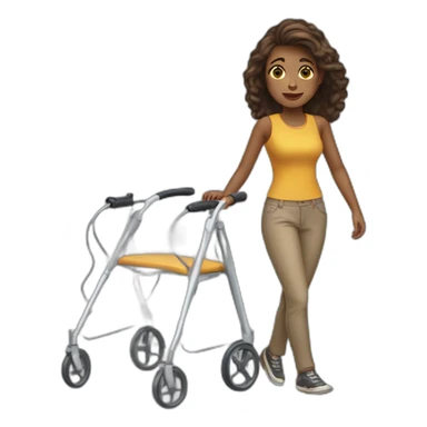 young woman with a walker sticker