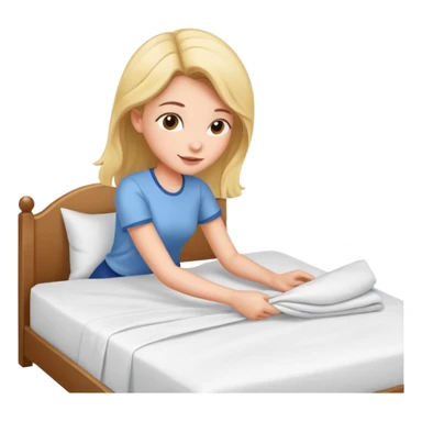 Girl organizing bed sticker