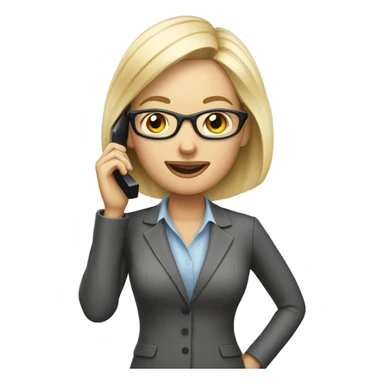 Blonde pale businesswoman wearing glasses talking on her cell phone sticker