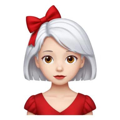  girl with white\ hair and red color hairclip sticker