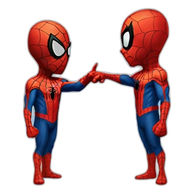 two spiderman pointing finger at each other sticker