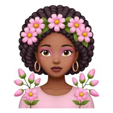 Pastel Pink Black Girl With Flowers sticker