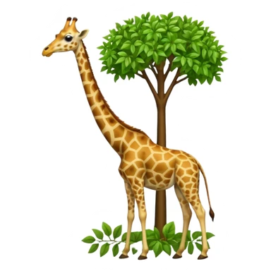 giraffe eating leaves from a tree sticker