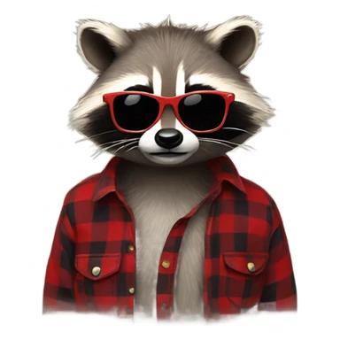 Racoon with sunglasses and a flannel on sticker