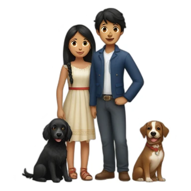 Peruvian girl and French boy with blackdog sticker