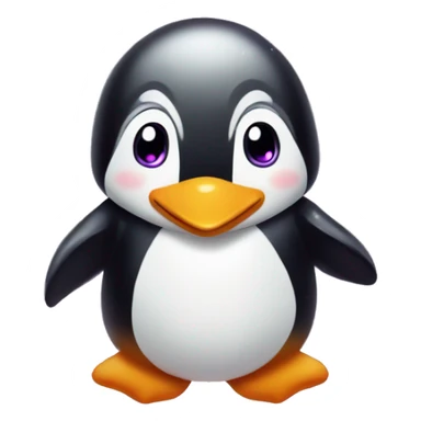 "A cute penguin with purple heart-shaped sparkles floating around it in a circular motion, creating a playful and magical atmosphere." sticker