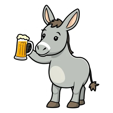 Donkey drinking beer sticker