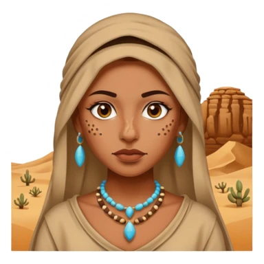 desert woman outfit with piercings just face  sticker