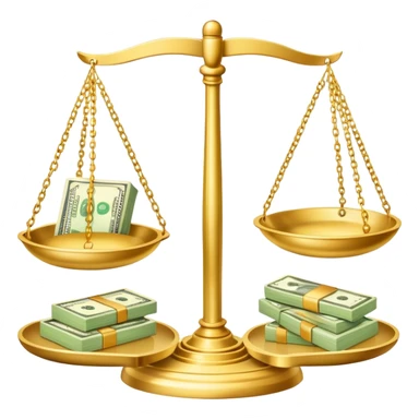 gold scale with dollar bills on one side and beauty products on the other side sticker