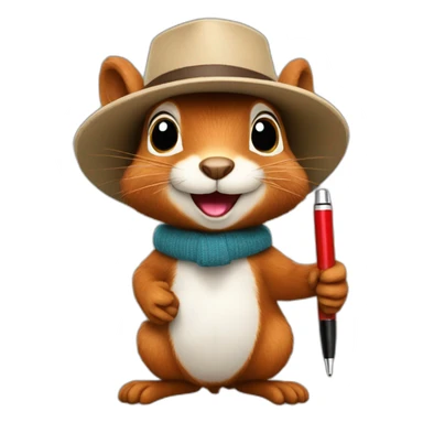 squirrel in a hat with a pen-IT specialist sticker