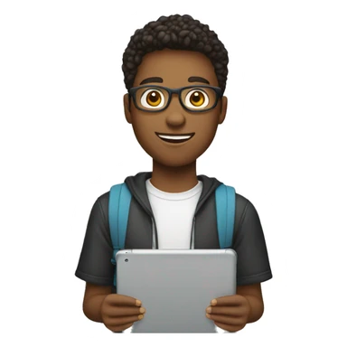 student with ipad sticker