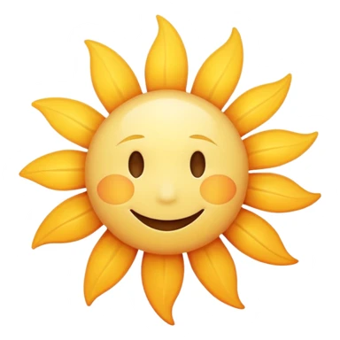Minimalist sun with soft rays, gentle yellow and orange, small smiley face in the center, symbolizing hope and positivity. sticker