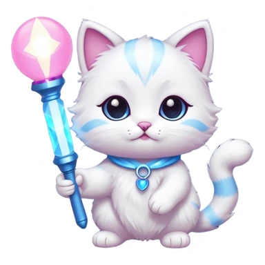 chibi cute cat holding a light stick sticker