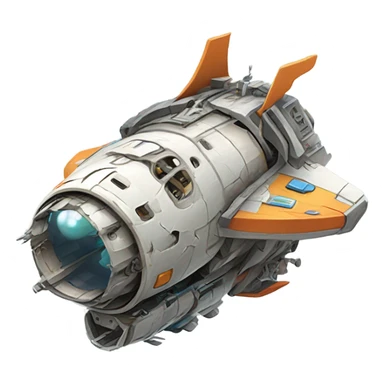 broken space ship, cartoony sticker