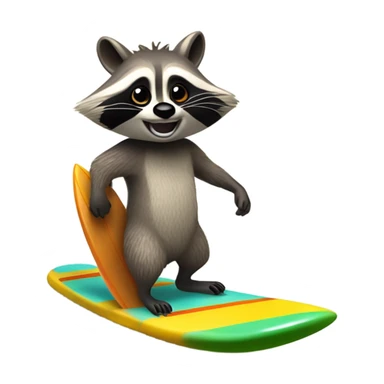 raccoon on a surfboard sticker