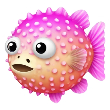 Pink ombre pufferfish with glitter  sticker
