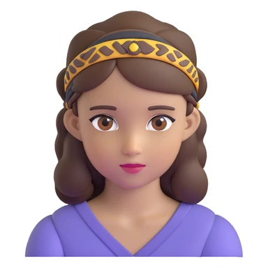 girl with brown eyes, brown hair, wearing a headband sticker