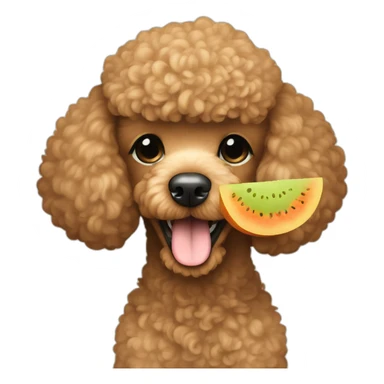 Light brown poodle with a slice of melon sticker