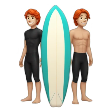 3 guys surfing, one red head, one brown hair, one black hair sticker