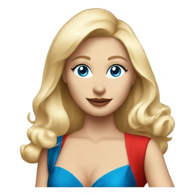 Beautiful blonde white woman with blue eyes and red dress dancing with martini sticker
