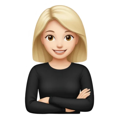 create an emoji, black long sleeves, for women, now human sticker