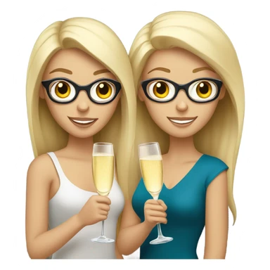 two caucasian brunette girls champagne sticker