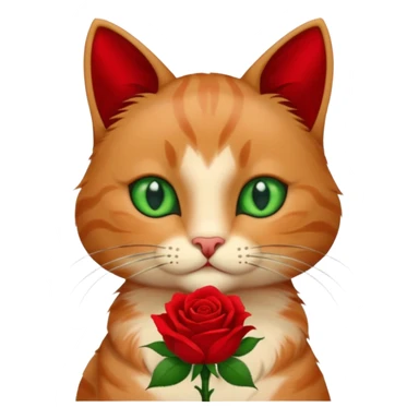 A cat holding a rose sticker