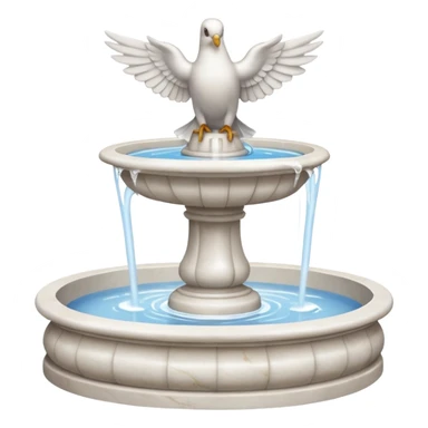 White small marble fountain with a dove sitting on it  sticker