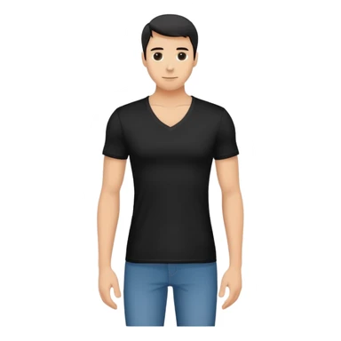single black fitted v-neck t-shirt, cropped length, simple clean isolated garment only, no accessories, plain white background sticker