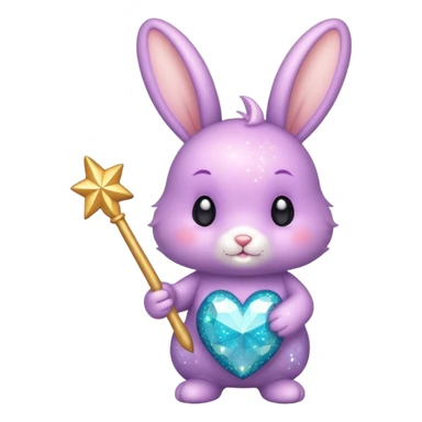 Fairy glitter bunny with wand  sticker