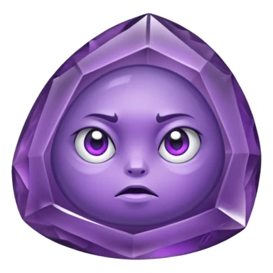 Single gemstone amethyst character, squat and heavy like a rock, with carved facets with eyes beautiful sticker