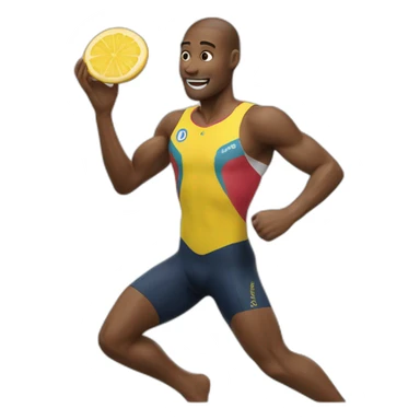 Triatleta comiendo sticker