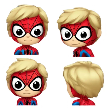 Crea un Spiderman chibi anime. El personaje debe ser pequeño y adorable, con cabeza grande y cuerpo pequeño, y expresiones simples pero llamativas. Debe llevar el traje de Spider-Man, con los clásicos colores. sticker