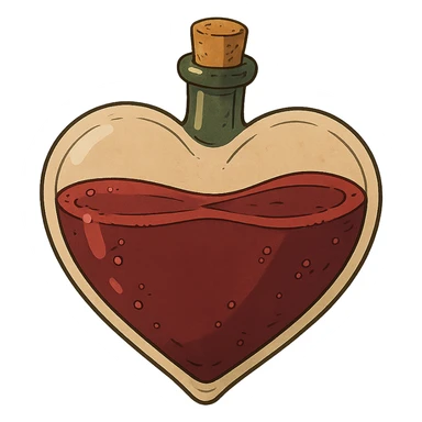 ghibli style red wine heart sticker