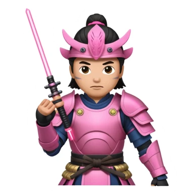 samurai with laser sword, pink sticker