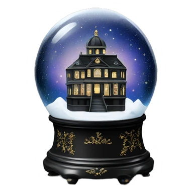 vintage black rococo night sky snow globe sticker