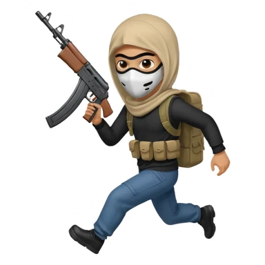 Light skin Robber with mask and ak-47 running sticker