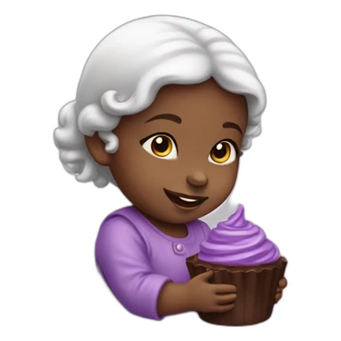Cute baby girl with a purple chocolate sticker