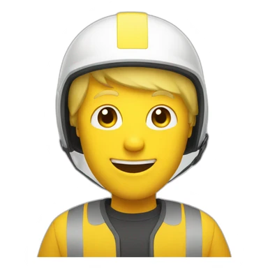 smiley white guy with blonde hair and a yellow helmet sticker