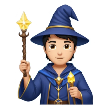 mach mir einen fitness typen in einem zauberer outfit mit schwarzen harren und ein leuchtendem zauberstab sticker