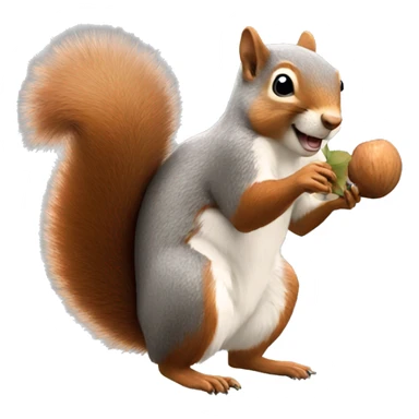 a squirrel holding a nut and breaking it open sticker