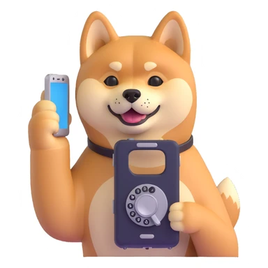 shiba inu calling on old phone sticker