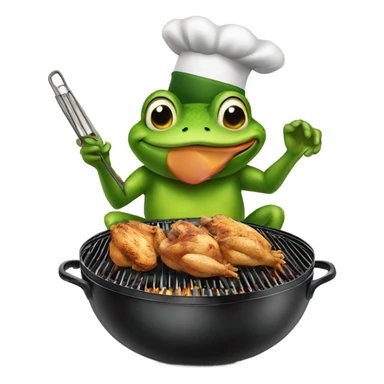 Frog grilling chicken  sticker