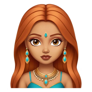 pretty bratz baddie, copper hair, light skin, desi indian style sticker