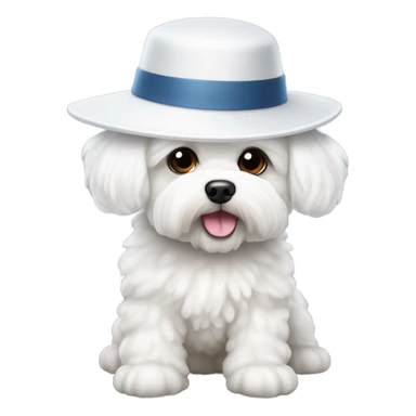 Maltese bichon with a white hat sticker