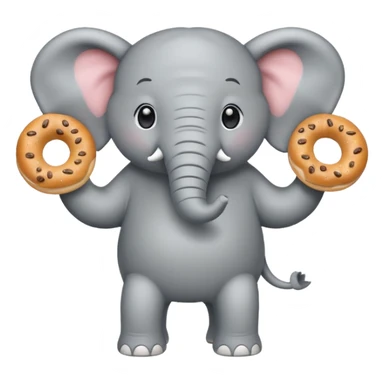 elephant holding bagel sticker